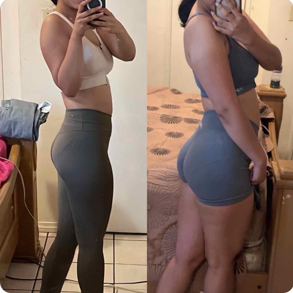 Member body transformation — lower body progress before and after