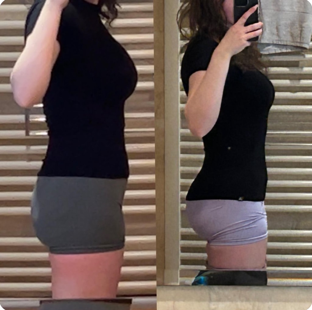 Member body transformation — waist progress before and after